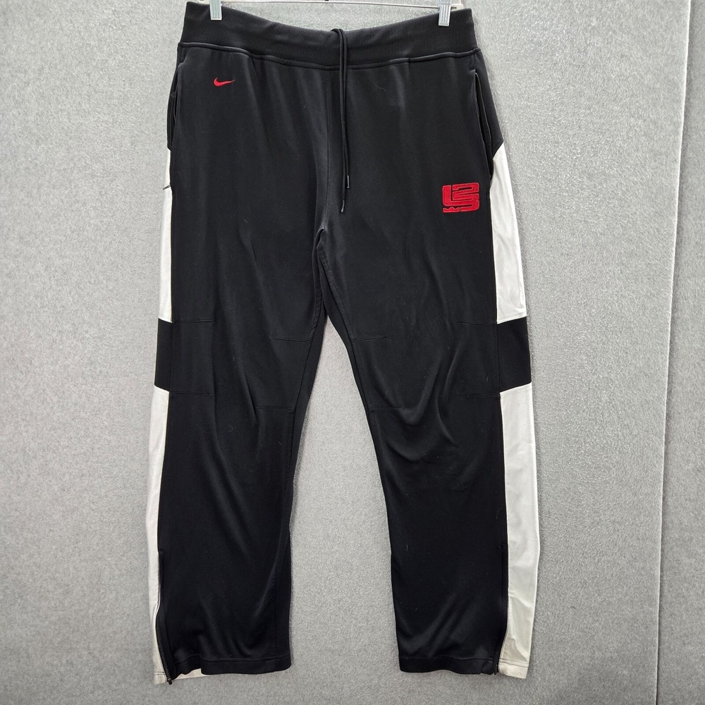 VINTAGE Nike x Lebron James Men Activewear Pants 2XL Black Track Mini Swoosh Y2K